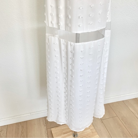 ☀️ [PRICE FIRM] SABO Miliano Illusion Mesh Panel Dot Textured Maxi Dress White - Picture 6 of 15